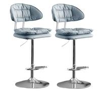 OGYJMSFN Tabourets Bar Adjustable Swivel Bar Stools 62 82 Cm Height Upholstered Kitchen Island Chairs Perfect for Desks Dining Tables Sturdy Plated Legs(Azzurro 2 Pz,Plating Legs)