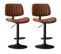 OGYJMSFN Tabourets Bar Adjustable Wooden Swivel Bar Stools with Backrest and Footrest Solid Wood Upholstered Chairs for Kitchen Island Stylish Comfortable Seating(Marrón)