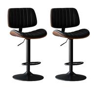 OGYJMSFN Tabourets Bar Adjustable Wooden Swivel Bar Stools with Backrest and Footrest Solid Wood Upholstered Chairs for Kitchen Island Stylish Comfortable Seating(Negro)