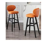 OGYJMSFN Tabourets Bar Bar Stool Set of 2 Armless PU Leather Counter Height s with Wood Legs Footrest, Seat Height 68/78cm