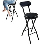 OGYJMSFN Tabourets Bar Black Folding Bar Stool with Backrest Footrest