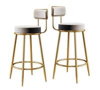 OGYJMSFN Tabourets Bar Black Set of 2 Velvet Breakfast s with Backrests and Gold Metal Legs, 2 PCS Counter Bar Stools