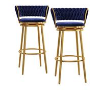 OGYJMSFN Tabourets Bar Chairs Set of 2, Velvet Padded Seat High Stool with Gold Metal Legs, 25.6" Tall Seat Counter Height s 360° Swivel High Stool for Pub, Restaurant, Dining Full