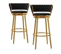 OGYJMSFN Tabourets Bar Chairs Set of 2, Velvet Padded Seat High Stool with Gold Metal Legs, 25.6" Tall Seat Counter Height s 360° Swivel High Stool for Pub, Restaurant, Dining Full