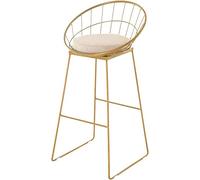 OGYJMSFN Tabourets Bar Comptoir for îlot de Cuisine, chaises de Bar, Cadre en métal, Tabouret de Bar en Hauteur avec Coussin, Repose-Pieds arrière(Gold,65cm)