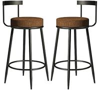 OGYJMSFN Tabourets Bar Comptoir for îlot de Cuisine, Ensemble de 2 avec Pieds en métal Noir, siège et Dossier rembourrés en Tissu, Chaise(Brown,65cm)