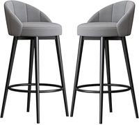OGYJMSFN Tabourets Bar Comptoir for îlot de Cuisine Lot de 2 chaises de Bar tabourets de Bar Petit déjeuner tabourets Hauts siège en Velours Doux Pieds en métal Noir(Gray,75cm)