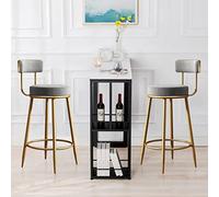 OGYJMSFN Tabourets Bar Contemporary Velvet Bar Stools Set of 2 with Gold Metal Legs Farmhouse Kitchen Breakfast Barstools Blue Upholstered Seat Height 65cm(Flock)