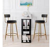 OGYJMSFN Tabourets Bar Contemporary Velvet Bar Stools Set of 2 with Gold Metal Legs Farmhouse Kitchen Breakfast Barstools Blue Upholstered Seat Height 65cm(Black)