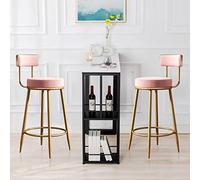 OGYJMSFN Tabourets Bar Contemporary Velvet Bar Stools Set of 2 with Gold Metal Legs Farmhouse Kitchen Breakfast Barstools Blue Upholstered Seat Height 65cm(Pink)