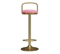 OGYJMSFN Tabourets Bar Counter Height Adjustable s with Back High Stool for Bedroom Dining Room s Velvet Seat Metal Legs Maximum Load 150kg(Pink)