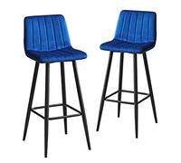 OGYJMSFN Tabourets Bar Counter Height Family Stool Bar Set of 2 with Back for Velvet High Island Stools Support 200Kg Seat