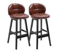 OGYJMSFN Tabourets Bar Counter Height Family Stool Bar Stool Set of 2, Stools, for Dining Room, Counter, Pub, PU Leather Seat, Wood Legs and Footrest(Height 65cm)