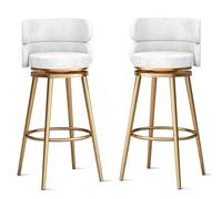 OGYJMSFN Tabourets Bar Elegant Bar Stools Set with 360 Swivel Velvet Upholstery Backrest Gold Metal Legs Perfect for Kitchen Island Counter(2 Pcs,65cm(25.6 in))