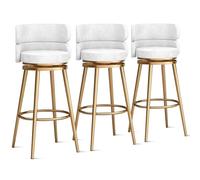 OGYJMSFN Tabourets Bar Elegant Bar Stools Set with 360 Swivel Velvet Upholstery Backrest Gold Metal Legs Perfect for Kitchen Island Counter(3 Pcs,75cm(29.5 in))