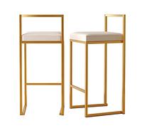 OGYJMSFN Tabourets Bar Family Stool Bar Stool Set of 2 Faux Leather Padded s with Footrest High Stools Black Metal Legs for Breakfast Bar, Counter, and Home Whit