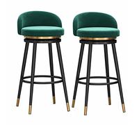 OGYJMSFN Tabourets Bar Farmhouse Kitchen Counter Height Swivel Bar Stools Set of 2 with Backrest 360 Velvet Seat Gold Metal Legs(White (White 1),65cm(25.59in))