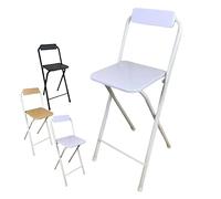 OGYJMSFN Tabourets Bar Foldable Bar Stool 60cm Height Kitchen Chair with Backrest Footrest Square Seat 120kg Capacity Space Saving Design for Home Use(Bianco)