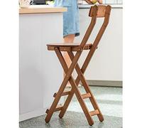 OGYJMSFN Tabourets Bar Foldable Rustic Wooden Bar Stools with Backrest Footrest Portable Installation Free Counter Height Chairs for Home 330lbs Capacity Natural(Walnut,40.5x26x61.5cm)