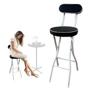 OGYJMSFN Tabourets Bar Folding Bar Stool with Backrest Collapsible Counter Height for Outdoor Camping and Cafe PU Padded Tall Barstool(Black 1pcs,65cm/26inch)