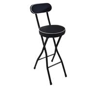 OGYJMSFN Tabourets Bar Folding Bar Stool with Backrest Footrest Adjustable 22 24 26 28 30 inch Portable High Chair for Kitchen Office Travel Padded Seat(Black,75cm (30inch))