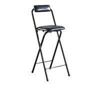 OGYJMSFN Tabourets Bar Folding Bar Stool with Backrest Footrest Adjustable 60 75cm Portable Black Tall Chair for Kitchen Counter Or Guitar Use Space Saving(Black,75cm/30in)