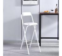 OGYJMSFN Tabourets Bar Folding Bar Stool with Backrest Footrest Adjustable 60 75cm Portable Black Tall Chair for Kitchen Counter Or Guitar Use Space Saving(White,70cm/28in)