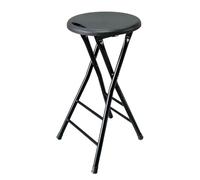 OGYJMSFN Tabourets Bar Folding Bar Stool with Handle Compact Round Kitchen Chair Steel Frame Portable High Seat for Camping Outdoor Use(Black,70cm/28inch)