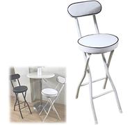 OGYJMSFN Tabourets Bar Folding Bar Stools with Backrest Cushioned High Seat for Kitchen Breakfast Metal Legs Footrest Stylish Black White Design Comfortable