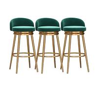 OGYJMSFN Tabourets Bar Green Swivel Set of 1/2/3/4, 360° Swivel Stool with Backrest and Footrest for Counter Island(3pcs,Seat Height 75cm)