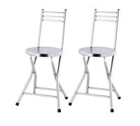 OGYJMSFN Tabourets Bar Heavy Duty Stainless Steel Folding Bar Stools Portable Round Kitchen Outdoor Chairs Space Saving Foldable Seating for Dining(30x57cm)