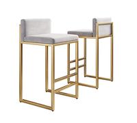 OGYJMSFN Tabourets Bar Home Set of 2, Velvet Counter Height with Footrest and Base for Breakfast Bar for and Counter Seat(White,Height 55cm)