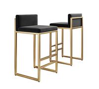 OGYJMSFN Tabourets Bar Home Set of 2, Velvet Counter Height with Footrest and Base for Breakfast Bar for and Counter Seat(Black,Height 65cm)
