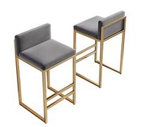 OGYJMSFN Tabourets Bar Home Set of 2, Velvet Counter Height with Footrest and Base for Breakfast Bar for and Counter Seat(Grey,Height 75cm)