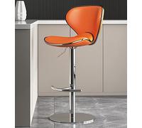 OGYJMSFN Tabourets Bar Leather Breakfast Family Stool Bar Stool with Back Set of 2 Adjustable Rotating Height Counter Height Island Heavy Duty Stainless Steel Chrome P Made in China(Orange)