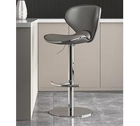 OGYJMSFN Tabourets Bar Leather Breakfast Family Stool Bar Stool with Back Set of 2 Adjustable Rotating Height Counter Height Island Heavy Duty Stainless Steel Chrome P Made in China(Grey)