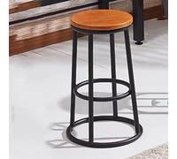 OGYJMSFN Tabourets Bar Metal Round Bar Stool with Wooden Seat and Footrest 27in Tall Heavy Duty Kitchen Barstool for Shop Church(Natural,45cm/18in)