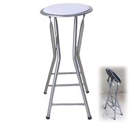 OGYJMSFN Tabourets Bar Portable Backless Bar Stool Round Padded Metal Folding Chair for Indoor Outdoor Use Kitchen Home Pub Space Saving Comfortable Seating(White,28inch(70cm))