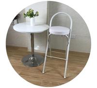 OGYJMSFN Tabourets Bar Portable Foldable Bar Stool with Backrest Footrest Adjustable Height 60 75cm Padded Seat Lightweight Folding Chair for Kitchen Patio Or(White,70cm)