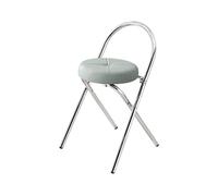 OGYJMSFN Tabourets Bar Portable Folding Bar Stool 27in Comfortable Back Steel Frame Padded Seat Non Slip Feet Ideal for Home Office Kitchen Lightweight Space(Grey,19in/48cm)