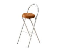 OGYJMSFN Tabourets Bar Portable Folding Bar Stool 27in Comfortable Back Steel Frame Padded Seat Non Slip Feet Ideal for Home Office Kitchen Lightweight Space(Brown,31in/78cm)