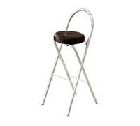 OGYJMSFN Tabourets Bar Portable Folding Bar Stool 27in Comfortable Back Steel Frame Padded Seat Non Slip Feet Ideal for Home Office Kitchen Lightweight Space(Black,31in/78cm)