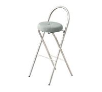 OGYJMSFN Tabourets Bar Portable Folding Bar Stool 27in Comfortable Back Steel Frame Padded Seat Non Slip Feet Ideal for Home Office Kitchen Lightweight Space(Grey,27in/68cm)