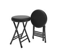 OGYJMSFN Tabourets Bar Portable Folding Dining Chairs with Cushioned Faux Leather Seat Stackable Bar Stools 150kg Capacity for Kitchen Room Breakfast(Negro)