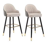 OGYJMSFN Tabourets Bar PU Leather s Set of 2, Counter Height Leather Black Chrome Plated Metal Legs with Footrests, 26" Island Chair for Breakfast Dining Room Chair, Cafe, Bars,