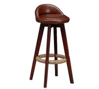 OGYJMSFN Tabourets Bar Rotating Bar Stool with Back Support 13 inch Counter Height Stools for Kitchen Home Solid Wood High in Brown Finish(Brown,63cm)