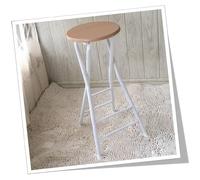 OGYJMSFN Tabourets Bar Round Folding Stool 60cm 70cm Portable Wood Bar Foldable Chair for Kitchen Camping Indoor Outdoor Use with Footrest(Wood Color,70cm)