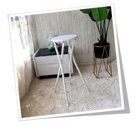 OGYJMSFN Tabourets Bar Round Folding Stool 60cm 70cm Portable Wood Bar Foldable Chair for Kitchen Camping Indoor Outdoor Use with Footrest(White,70cm)