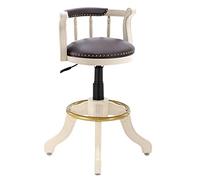 OGYJMSFN Tabourets Bar Rubber Solid Wood Bar Stool Curved with Back, Swivel Island, Adjustable Height, Cowhide Leather Round Seat Counter Height Wood Legs Counter Stool,for Pubs,