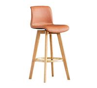 OGYJMSFN Tabourets Bar Rustic Wooden Bar Stool with Padded Backrest 360 Swivel Seat Perfect for Kitchen Breakfast Nook Dining Room Or Counter Height Seating(Orange,71cm)